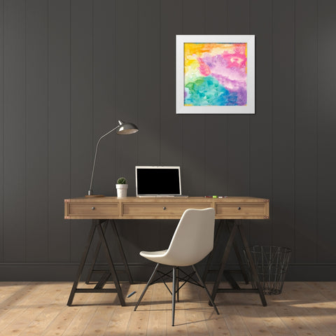 Rainbow Watercolor White Modern Wood Framed Art Print by James, Nola