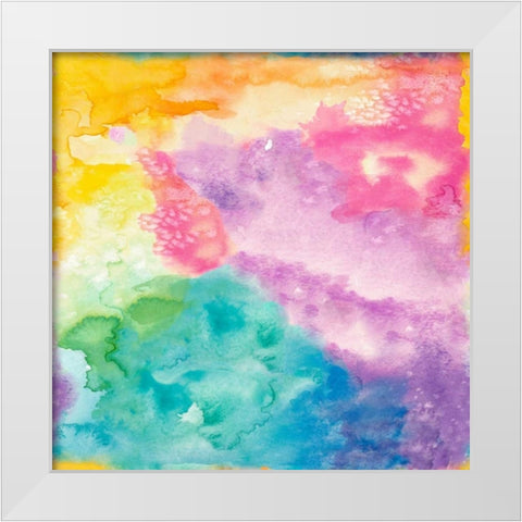 Rainbow Watercolor White Modern Wood Framed Art Print by James, Nola