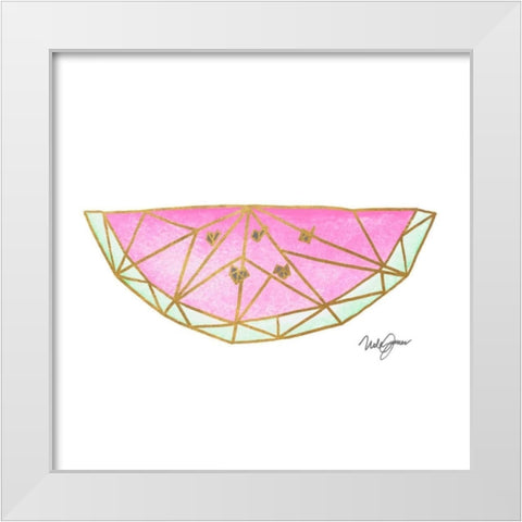 Origami Watermelon White Modern Wood Framed Art Print by James, Nola