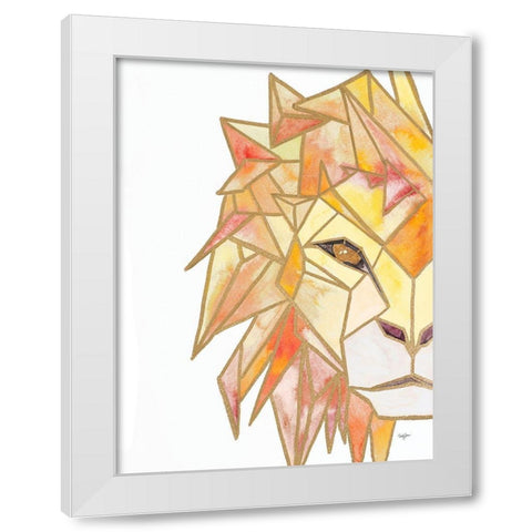 Retro Lion White Modern Wood Framed Art Print by James, Nola