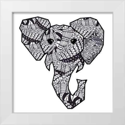 Retro Elephant White Modern Wood Framed Art Print by James, Nola