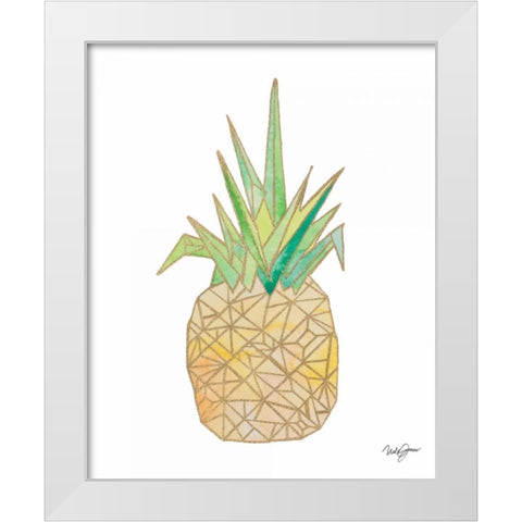 Origami Pineapple White Modern Wood Framed Art Print by James, Nola