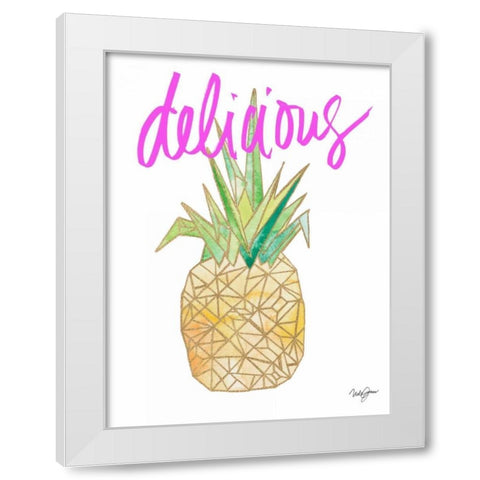 Delicious Pineapple White Modern Wood Framed Art Print by James, Nola