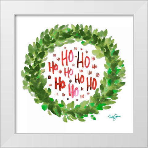 Jolly Wreath White Modern Wood Framed Art Print by James, Nola