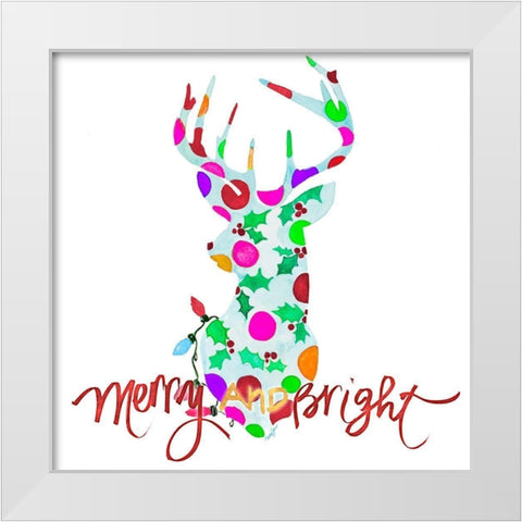 Merry Bright White Modern Wood Framed Art Print by James, Nola