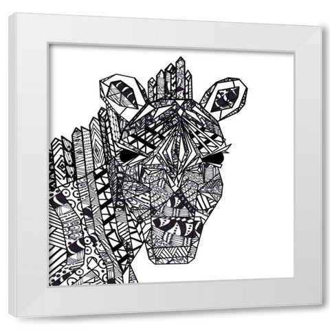 Coloring Book Zebra White Modern Wood Framed Art Print by James, Nola