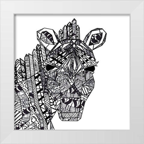 Coloring Book Zebra White Modern Wood Framed Art Print by James, Nola
