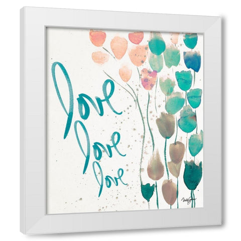 Ballooned Love White Modern Wood Framed Art Print by James, Nola