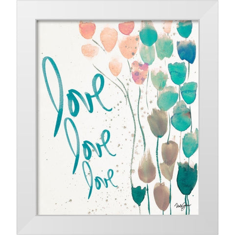 Ballooned Love White Modern Wood Framed Art Print by James, Nola