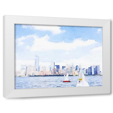 Watercolor NYC Skyline II White Modern Wood Framed Art Print by James, Nola
