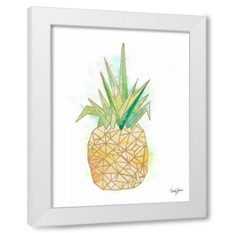 Watercolor Origami Pineapple White Modern Wood Framed Art Print by James, Nola