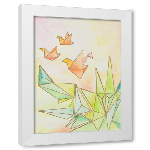 Origami Cranes White Modern Wood Framed Art Print by James, Nola