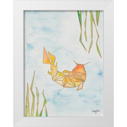Origami Koi White Modern Wood Framed Art Print by James, Nola