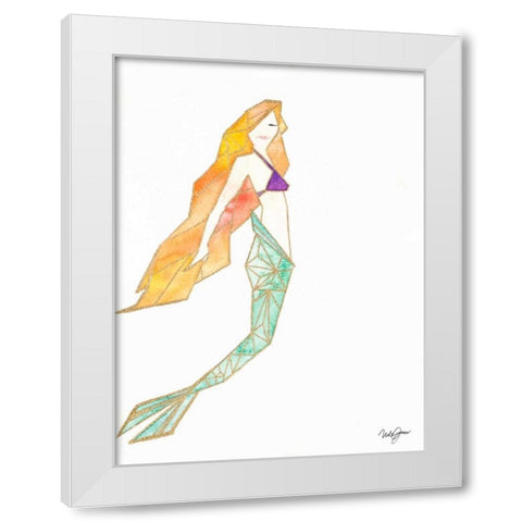 Origami Mermaid White Modern Wood Framed Art Print by James, Nola