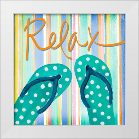 Flip Flop Retreat III White Modern Wood Framed Art Print by DeRice, Julie
