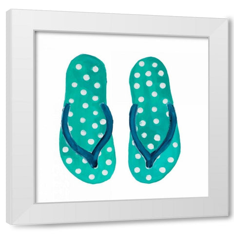 Polka Dot Flip Flops I White Modern Wood Framed Art Print by DeRice, Julie