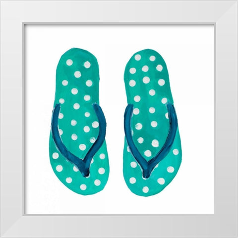 Polka Dot Flip Flops I White Modern Wood Framed Art Print by DeRice, Julie