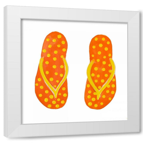 Polka Dot Flip Flops III White Modern Wood Framed Art Print by DeRice, Julie