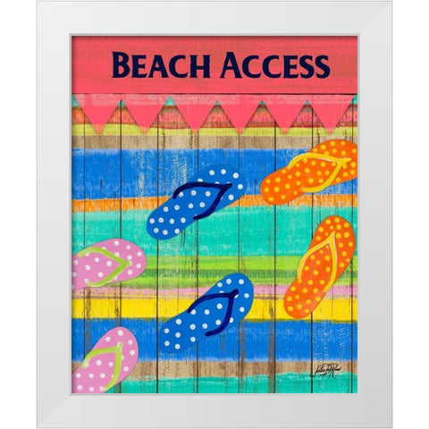 Colorful Beach Access White Modern Wood Framed Art Print by DeRice, Julie
