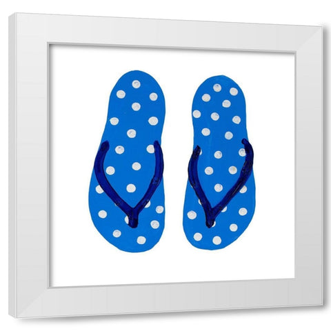Polka Dot Flip Flops II White Modern Wood Framed Art Print by DeRice, Julie