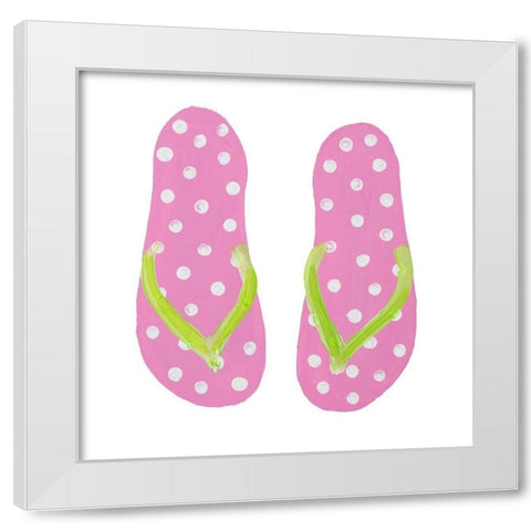 Polka Dot Flip Flops IV White Modern Wood Framed Art Print by DeRice, Julie