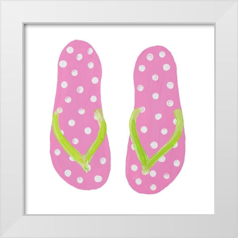 Polka Dot Flip Flops IV White Modern Wood Framed Art Print by DeRice, Julie
