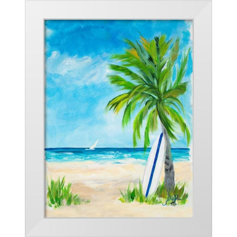 Tropical Surf I White Modern Wood Framed Art Print by DeRice, Julie