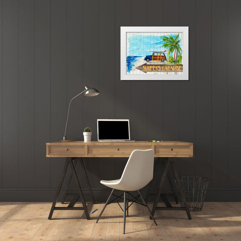 Surfers Paradise White Modern Wood Framed Art Print by DeRice, Julie
