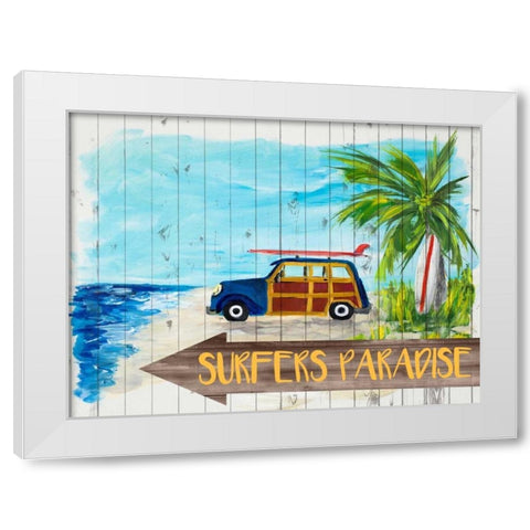 Surfers Paradise White Modern Wood Framed Art Print by DeRice, Julie