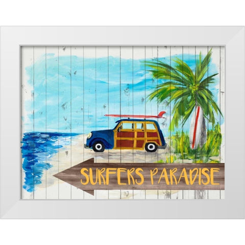 Surfers Paradise White Modern Wood Framed Art Print by DeRice, Julie