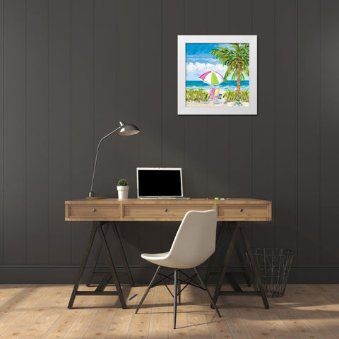 Vacation Getaway White Modern Wood Framed Art Print by DeRice, Julie