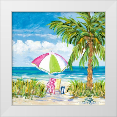 Vacation Getaway White Modern Wood Framed Art Print by DeRice, Julie