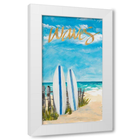 Waves and Surf White Modern Wood Framed Art Print by DeRice, Julie