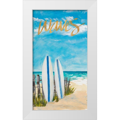 Waves and Surf White Modern Wood Framed Art Print by DeRice, Julie