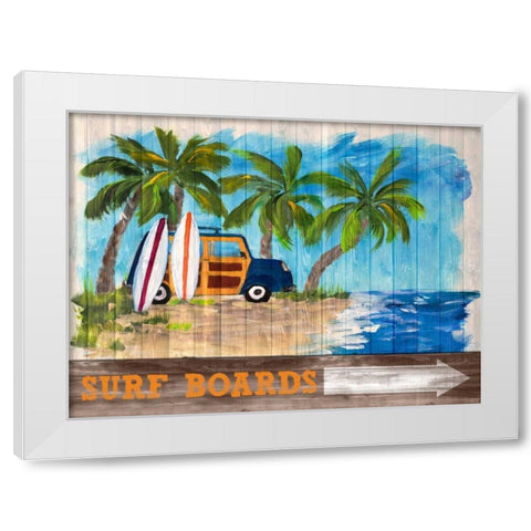 Surf Boards White Modern Wood Framed Art Print by DeRice, Julie