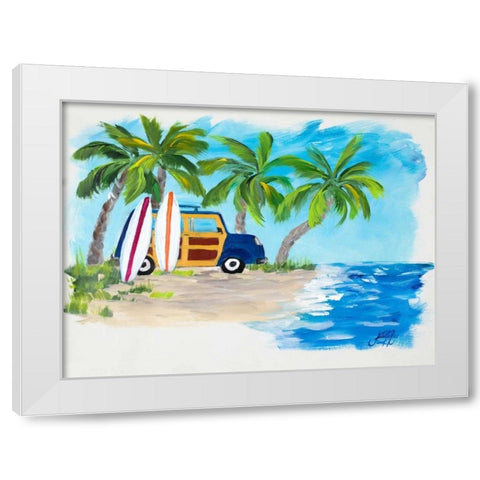Tropical Vacation II White Modern Wood Framed Art Print by DeRice, Julie