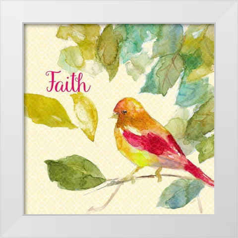 Bird Of Faith White Modern Wood Framed Art Print by Loreth, Lanie