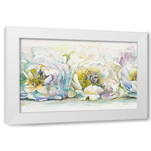 The Three Peonies White Modern Wood Framed Art Print by Pinto, Patricia