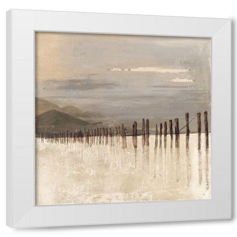 Hidden Pier (light gray) White Modern Wood Framed Art Print by Pinto, Patricia