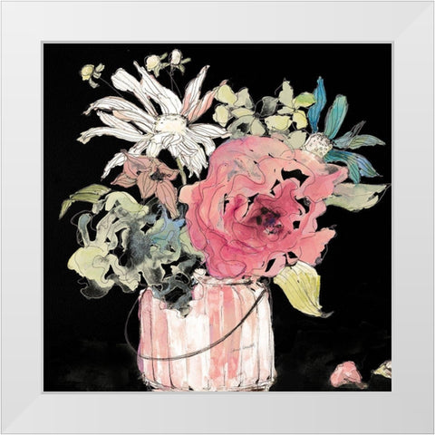 Flower Burst on Black I White Modern Wood Framed Art Print by Loreth, Lanie