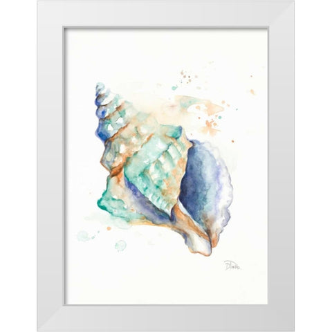 Blue Shell White Modern Wood Framed Art Print by Pinto, Patricia