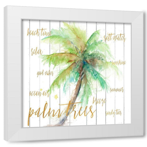 Vacation Palm White Modern Wood Framed Art Print by Pinto, Patricia