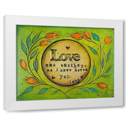 Love one Another White Modern Wood Framed Art Print by Kinnison, Carolyn