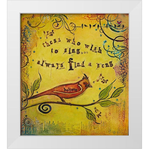 Wish to Sing White Modern Wood Framed Art Print by Kinnison, Carolyn