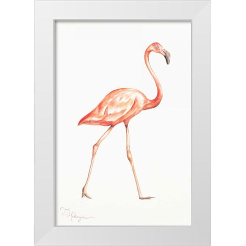 Flamingo Duo I White Modern Wood Framed Art Print by Hakimipour, Tiffany