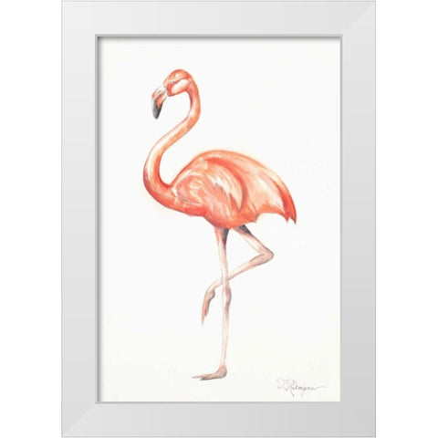 Flamingo Duo II White Modern Wood Framed Art Print by Hakimipour, Tiffany