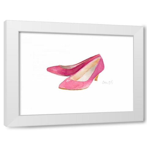 Watercolor Kitten Heels I White Modern Wood Framed Art Print by Loreth, Lanie