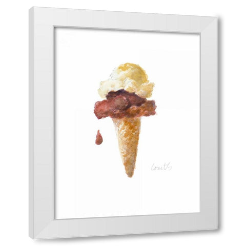 Watercolor Ice Cream Cone I White Modern Wood Framed Art Print by Loreth, Lanie