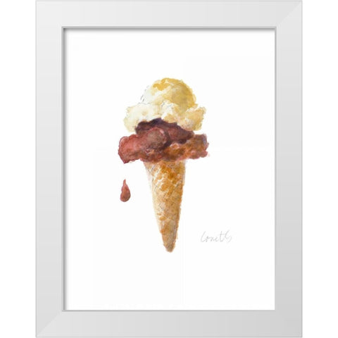 Watercolor Ice Cream Cone I White Modern Wood Framed Art Print by Loreth, Lanie