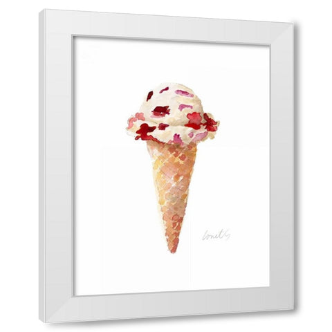 Watercolor Ice Cream Cone II White Modern Wood Framed Art Print by Loreth, Lanie